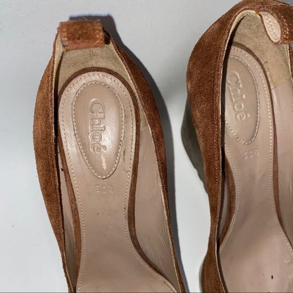 Vintage Chloe Suede Leather Platform Wedges - Picture 5 of 10